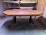 Formica Dining Table with Black Wrought Iron Legs