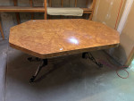 Formica Dining Table with Black Wrought Iron Legs
