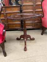 Chippendale Style Mahogany Tilt-Top Tea Table. Height 29”. Diameter 28