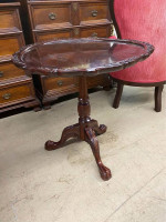 Chippendale Style Mahogany Tilt-Top Tea Table. Height 29”. Diameter 28