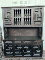 Victorian Jacobean Spanish Gothic Cupboard and 8’ Dining Table w/ 8 Chairs