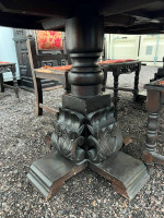 Victorian Jacobean Spanish Gothic Cupboard and 8’ Dining Table w/ 8 Chairs