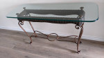 Entryway/end/side glass top and wrought iron table