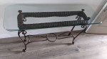 Entryway/end/side glass top and wrought iron table