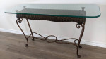 Entryway/end/side glass top and wrought iron table