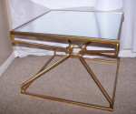 2 End Tables - side accent table - mirror glass & gold metal