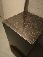 GREEK MARBLE TABLE - beautiful + elegant - white top black base - new