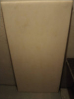 GREEK MARBLE TABLE - beautiful + elegant - white top black base - new