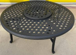 52" Outdoor Mesh Lattice Round Dining Table with Lazy Susan