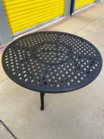 52" Outdoor Mesh Lattice Round Dining Table with Lazy Susan