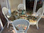 Rattan glass table set
