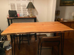 Wood Slab Table & 4 chairs