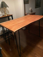 Wood Slab Table & 4 chairs