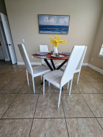 Modern Dining Table and 4 Chair Set, NEW Kitchen Dinette Glass