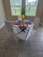 Modern Dining Table and 4 Chair Set, NEW Kitchen Dinette Glass