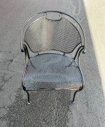 Wrought Iron Patio Set Large Round Table And 4 Barrel Chairs LOWERED