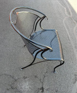 Wrought Iron Patio Set Large Round Table And 4 Barrel Chairs LOWERED