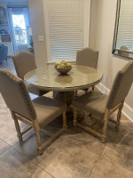 World Market 48" dining table and chairs