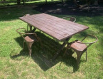 Farm style patio set large table and 4 barrel chairs LOWERED OBO