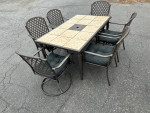 Beautiful Hampton Bay Tile Top Patio Set Table and 6 chairs Great Cond