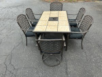 Beautiful Hampton Bay Tile Top Patio Set Table and 6 chairs Great Cond