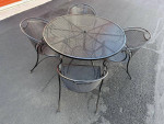 Wrought Iron Patio Set Large Round Table And 4 Barrel Chairs LOWERED