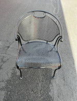 Wrought Iron Patio Set Large Round Table And 4 Barrel Chairs LOWERED