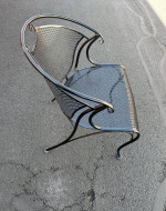 Wrought Iron Patio Set Large Round Table And 4 Barrel Chairs LOWERED