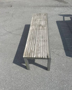 Wood/Metal Patio Set Table, Bench and 4 Chairs