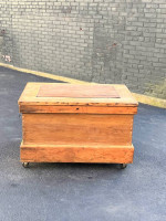 Coffee Table Wood Trunk Chest Blanket Storage Carpenters Chest Antique