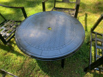 Beautiful patio conversation set table and 4 rockers LOWERED