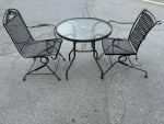 Metal Outdoor Bistro Set Table and 2 rockers **