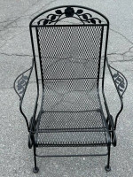 Metal Outdoor Bistro Set Table and 2 rockers **