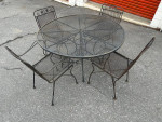 Heavy Wrought Iron Patio Set Table and 4 Chairs **