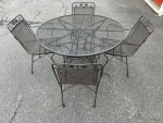 Heavy Wrought Iron Patio Set Table and 4 Chairs **