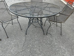 Heavy Wrought Iron Patio Set Table and 4 Chairs **
