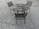 Beautiful wrought iron patio set table and 3 chairs LOWERED OBO