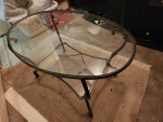 Glass top Heavy Iron Framed coffee Table with glass shelf