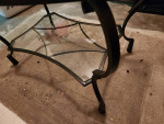 Glass top Heavy Iron Framed coffee Table with glass shelf