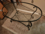 Glass top Heavy Iron Framed coffee Table with glass shelf