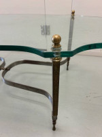 Antique Leaded Glass Coffee Table with Brass Base