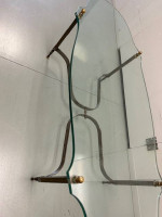 Antique Leaded Glass Coffee Table with Brass Base