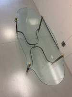 Antique Leaded Glass Coffee Table with Brass Base
