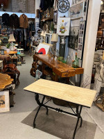 Antique Console Table Garden Table Swans Cast Base Marble Top French