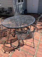 Classic wrought iron patio set,. Table and 4 chairs