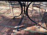 Classic wrought iron patio set,. Table and 4 chairs