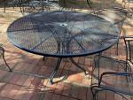 Classic wrought iron patio set,. Table and 4 chairs
