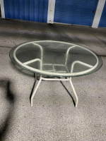 Round Glass Top Metal Dinning or Porch Table - Used