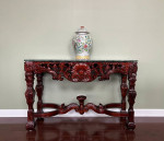 Carved Console Table w/ Genuine Marble Top