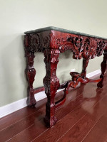 Carved Console Table w/ Genuine Marble Top